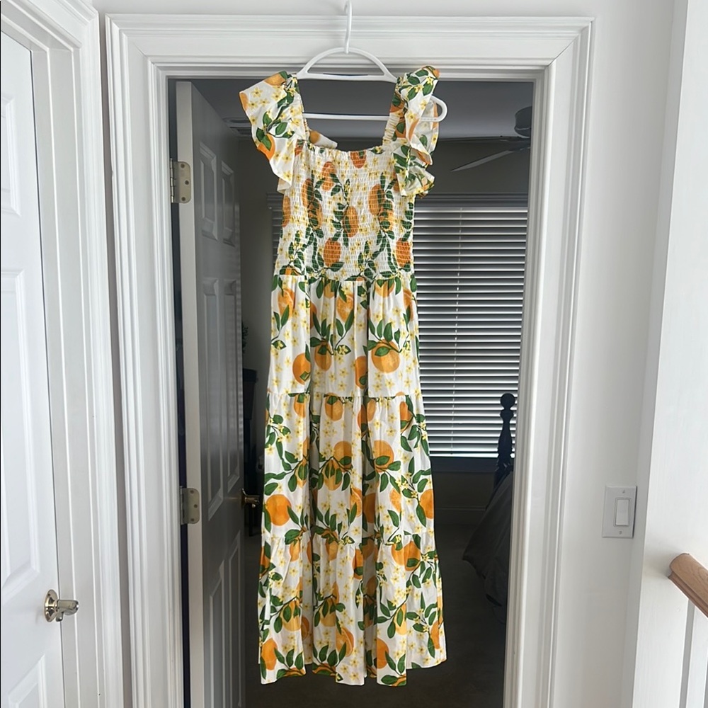 Lemon Print Ruffle Sleeve Dress
